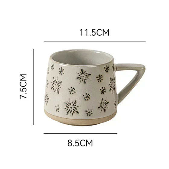 Creative Nordic Style Retro Ceramic Mug with Handle Heat-resistant Coffee Cup Christmas Elk Home Office Handmade Water Tea Cups